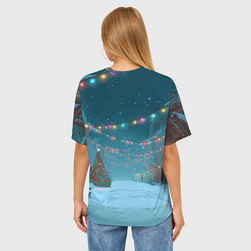 Женская футболка оверсайз Новогодняя лошадка 2026 год / 3D-принт – фото 4