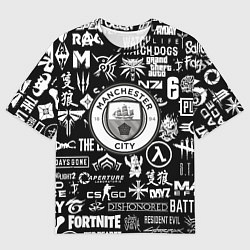 Футболка оверсайз женская Манчестер сити логотипы игр, цвет: 3D-принт