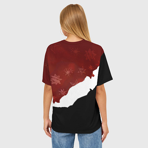 Женская футболка оверсайз Злой дед мороз красный и черный / 3D-принт – фото 4