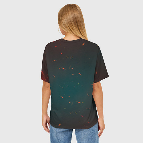 Женская футболка оверсайз Светящаяся огненная лошадь / 3D-принт – фото 4