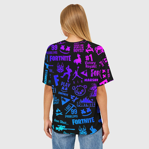 Женская футболка оверсайз Barcelona x fortnite neon / 3D-принт – фото 4