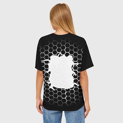 Женская футболка оверсайз Juventus соты текстура краски / 3D-принт – фото 4