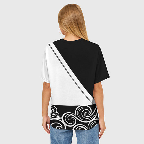 Женская футболка оверсайз Ювентус геометрия полосы текстура / 3D-принт – фото 4