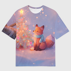 Футболка оверсайз женская Лисичка Новый год, цвет: 3D-принт