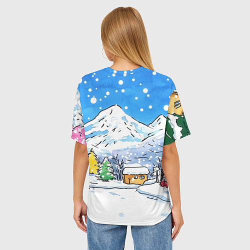 Женская футболка оверсайз Лошадка с оливье / 3D-принт – фото 4