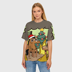 Футболка оверсайз женская Конь среди огня - this is fine, цвет: 3D-принт — фото 2