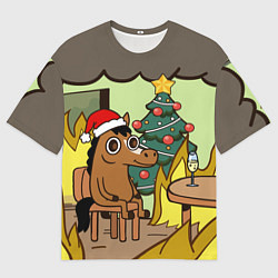 Футболка оверсайз женская Конь среди огня - this is fine, цвет: 3D-принт