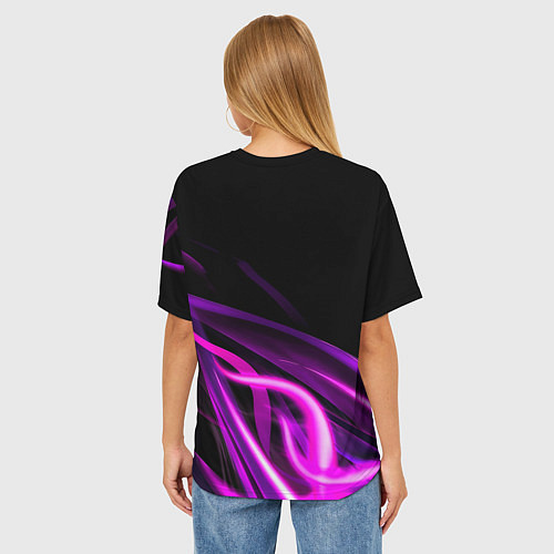 Женская футболка оверсайз Барселона неоновый огонь текстура / 3D-принт – фото 4