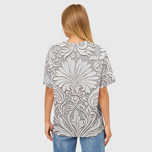 Женская футболка оверсайз Вензельные цветы / 3D-принт – фото 4