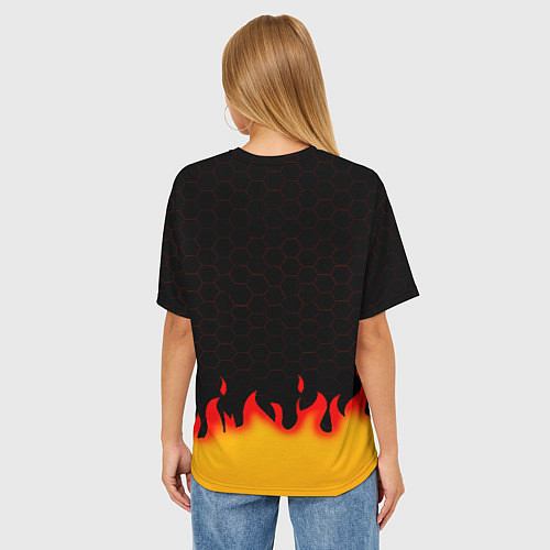 Женская футболка оверсайз Liverpool огонь спорт / 3D-принт – фото 4