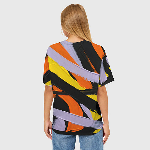 Женская футболка оверсайз Полоски краски абстракция / 3D-принт – фото 4