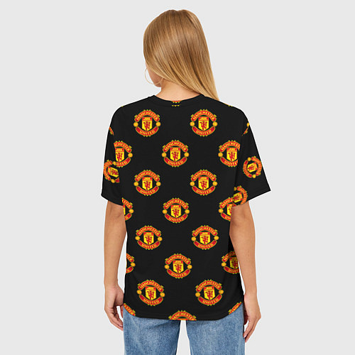 Женская футболка оверсайз Manchester United Pattern / 3D-принт – фото 4