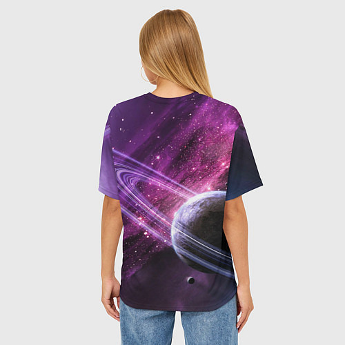 Женская футболка оверсайз Космос / 3D-принт – фото 4