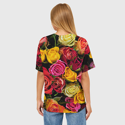 Женская футболка оверсайз Ассорти из роз / 3D-принт – фото 4
