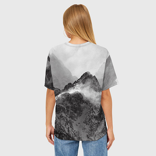 Женская футболка оверсайз Горы / 3D-принт – фото 4