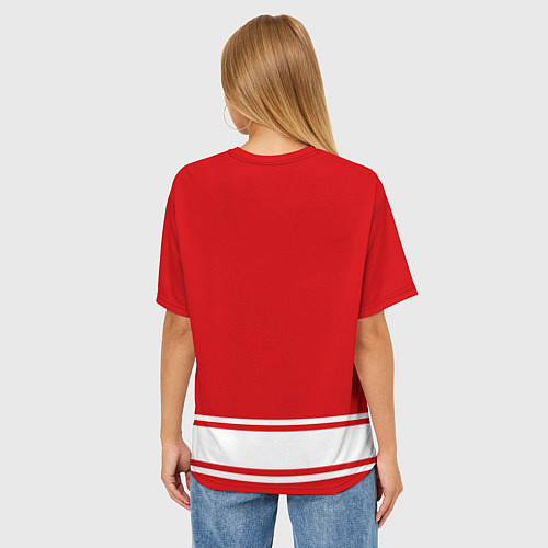 Женская футболка оверсайз Detroit red wings / 3D-принт – фото 4