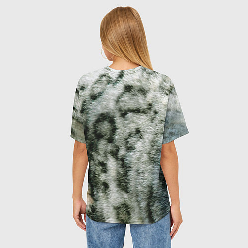 Женская футболка оверсайз Снежный барс / 3D-принт – фото 4