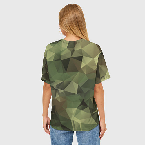 Женская футболка оверсайз Полигональный камуфляж / 3D-принт – фото 4