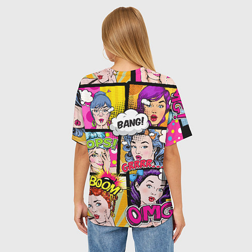 Женская футболка оверсайз POP ART / 3D-принт – фото 4