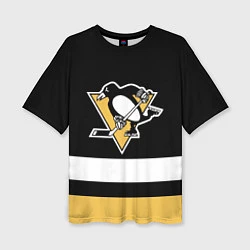Футболка оверсайз женская Pittsburgh Penguins: Black, цвет: 3D-принт