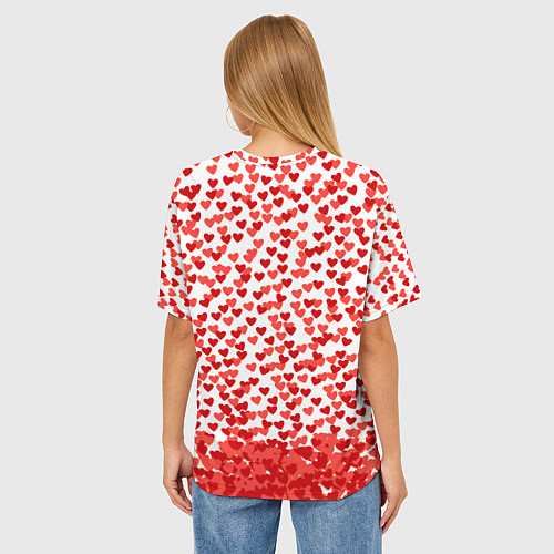 Женская футболка оверсайз Сердцепад и сердитый кот / 3D-принт – фото 4