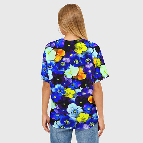 Женская футболка оверсайз Синие цветы / 3D-принт – фото 4