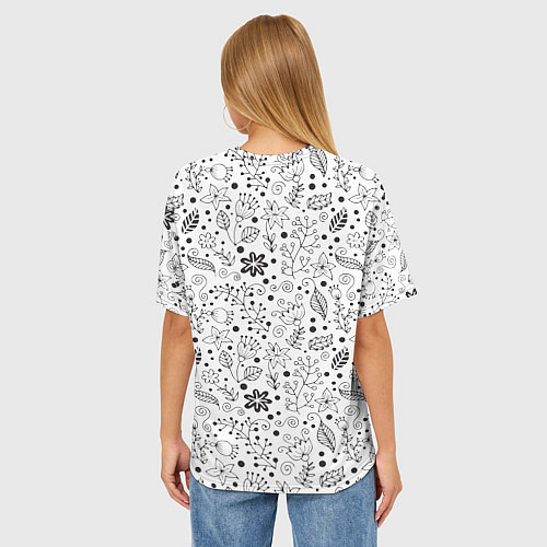 Женская футболка оверсайз Цветочки-травушки / 3D-принт – фото 4