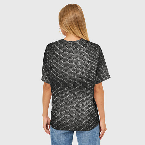 Женская футболка оверсайз Черная кожа / 3D-принт – фото 4