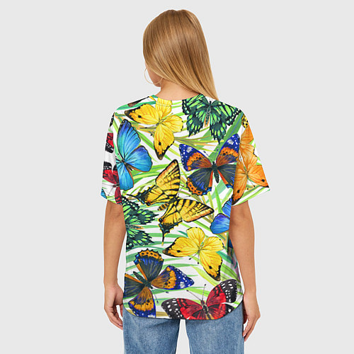 Женская футболка оверсайз Тропические бабочки / 3D-принт – фото 4
