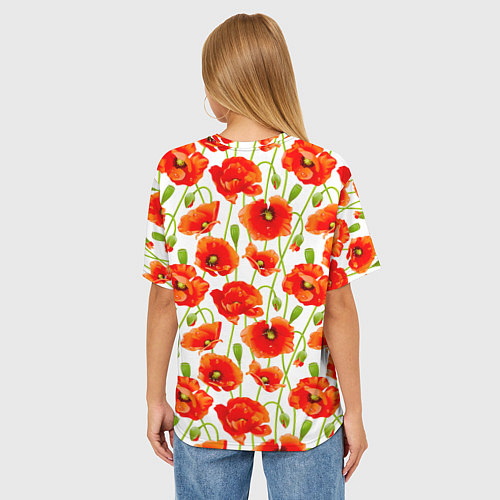 Женская футболка оверсайз Маки / 3D-принт – фото 4