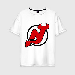 Футболка оверсайз женская New Jersey Devils, цвет: белый