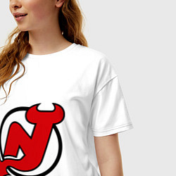 Футболка оверсайз женская New Jersey Devils, цвет: белый — фото 2