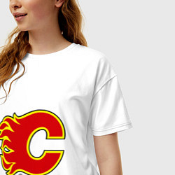 Футболка оверсайз женская Calgary Flames, цвет: белый — фото 2