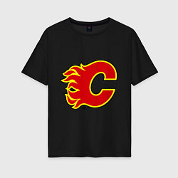 Футболка оверсайз женская Calgary Flames, цвет: черный