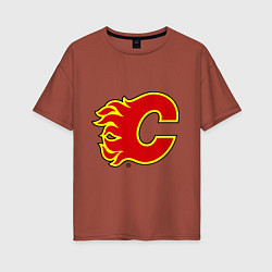 Футболка оверсайз женская Calgary Flames, цвет: кирпичный