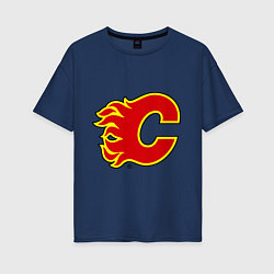 Футболка оверсайз женская Calgary Flames, цвет: тёмно-синий