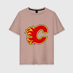 Футболка оверсайз женская Calgary Flames, цвет: пыльно-розовый