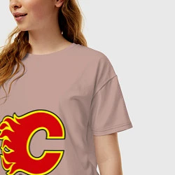 Футболка оверсайз женская Calgary Flames, цвет: пыльно-розовый — фото 2