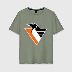 Футболка оверсайз женская Pittsburgh Penguins, цвет: авокадо