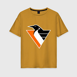 Футболка оверсайз женская Pittsburgh Penguins, цвет: горчичный