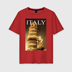 Футболка оверсайз женская Leaning tower of Pisa, цвет: красный