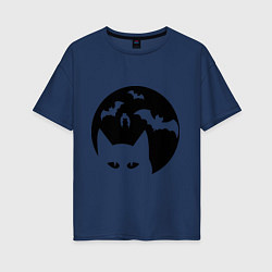 Женская футболка оверсайз Луна с котами