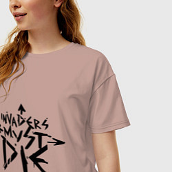 Футболка оверсайз женская The Prodigy: Invaders Must Die, цвет: пыльно-розовый — фото 2