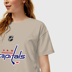 Футболка оверсайз женская Washington Capitals: Ovechkin 8, цвет: миндальный — фото 2