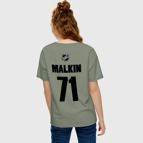Женская футболка оверсайз Pittsburgh Penguins: Malkin 71 / Авокадо – фото 4