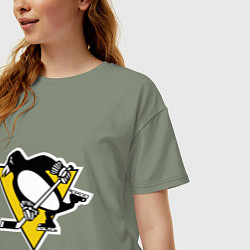 Футболка оверсайз женская Pittsburgh Penguins: Malkin 71, цвет: авокадо — фото 2