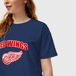 Футболка оверсайз женская Detroit Red Wings, цвет: тёмно-синий — фото 2