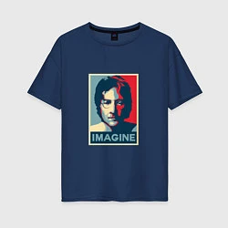 Футболка оверсайз женская Lennon Imagine, цвет: тёмно-синий