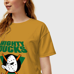 Футболка оверсайз женская Anaheim Mighty Ducks, цвет: горчичный — фото 2