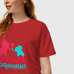 Футболка оверсайз женская Старшая сестренка, цвет: красный — фото 2